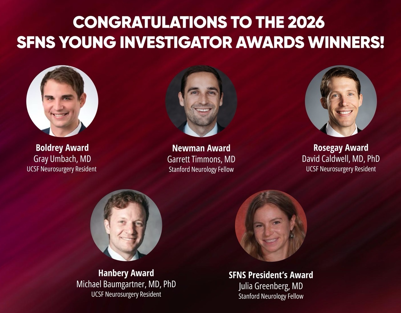 Congratulations to the 2026 SFNS Young Investigator Awards Winners